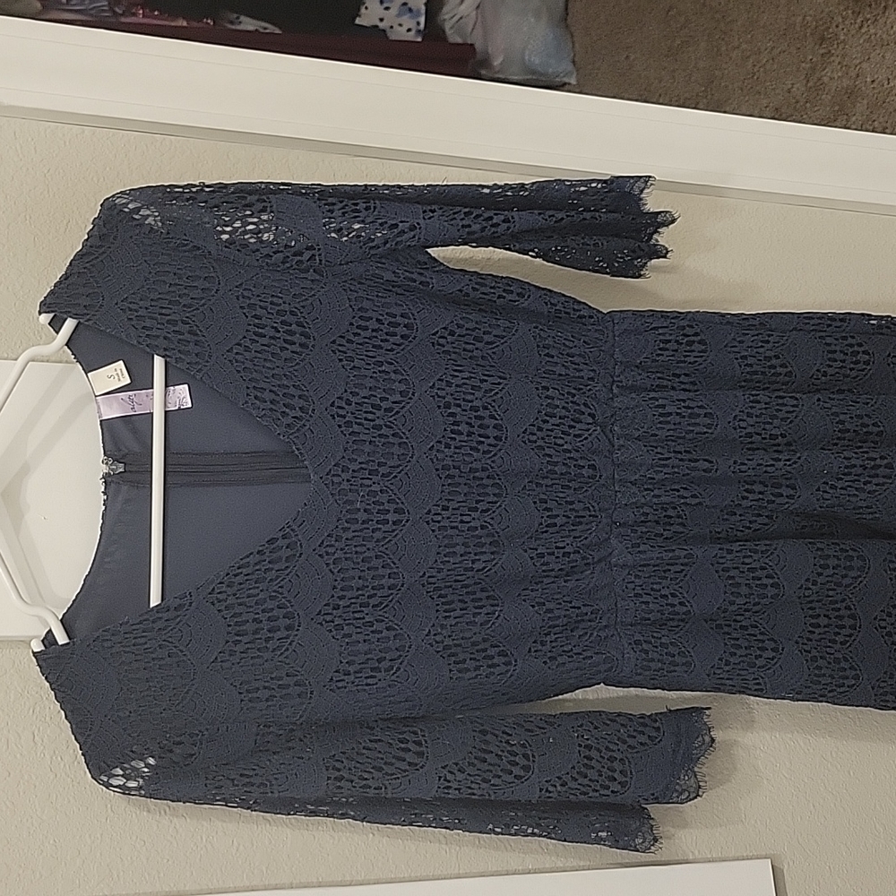 Lacey blue short romper, small